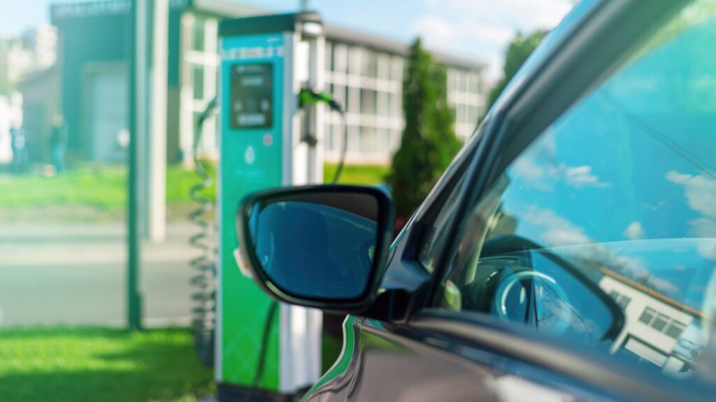 parked cars near charge station city